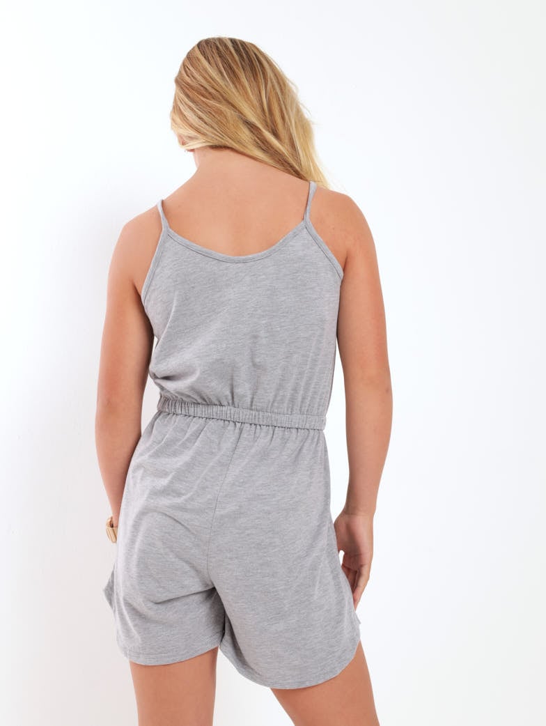 Girls Shortall Onesie Dress - Grey Melange