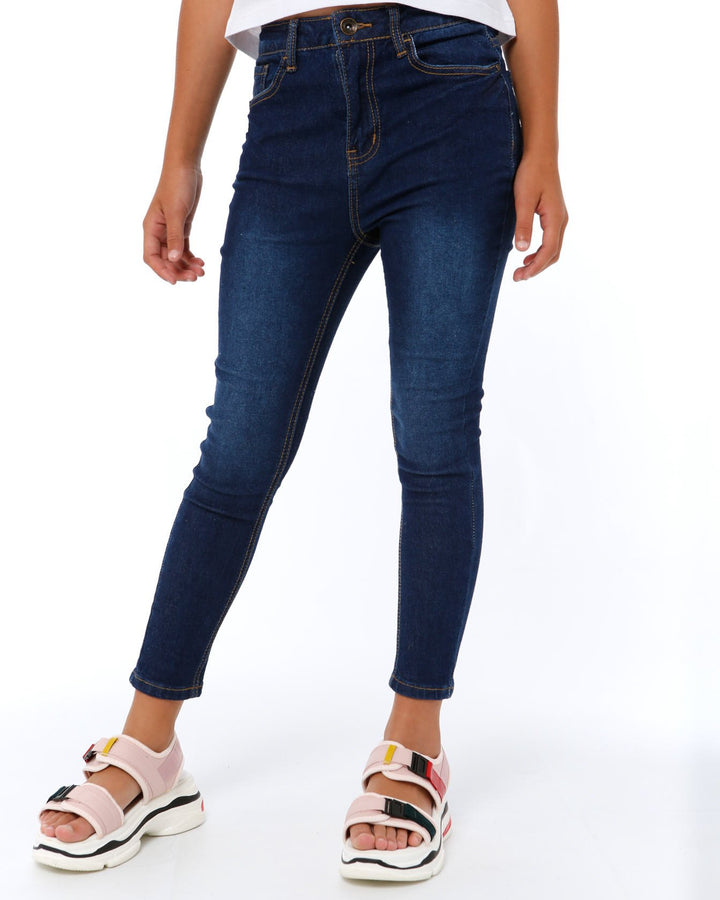 Girls Blue Skinny Ankle Grazer Denim Jean