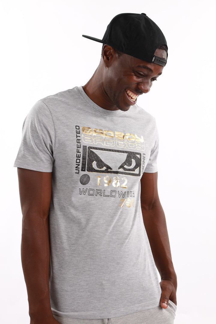 Men's Basic Gold Foil Short Sleeve Tee - Grey Melange