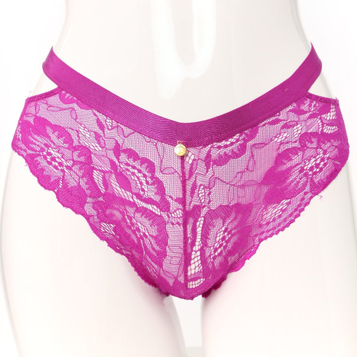 Ladies Side Cutout Lace Boyleg - Grape