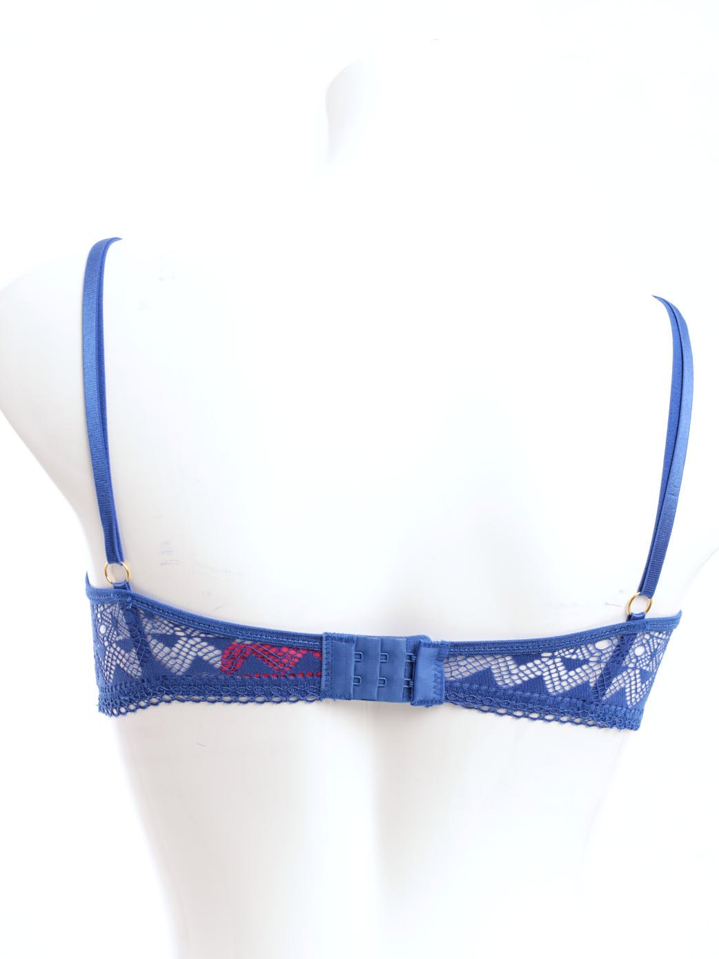 Ladies Wired Non-Padded Bra With Caged Neckline Straps - Cobalt