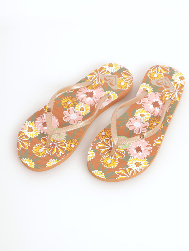 Ladies Bermuda Printed Flip-Flop Sandal - Gold