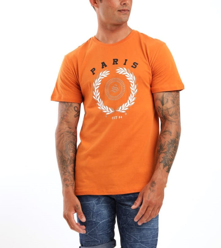 Men's Short Sleeve Basic Printed Tee - Burnt Orange