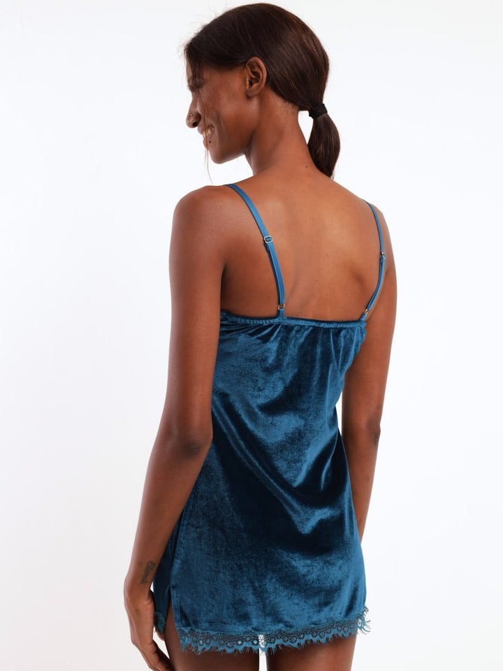 Mini Velvet Nightdress - Dark Teal