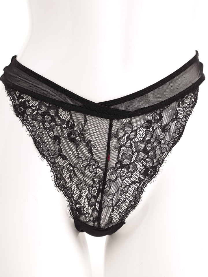 Ladies Lace Tanga Panty - Black