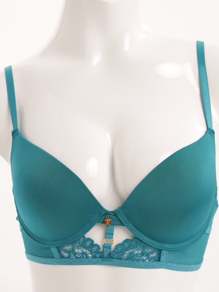 Ladies Plunge Bra With Mesh & Lace Cradle - Emerald