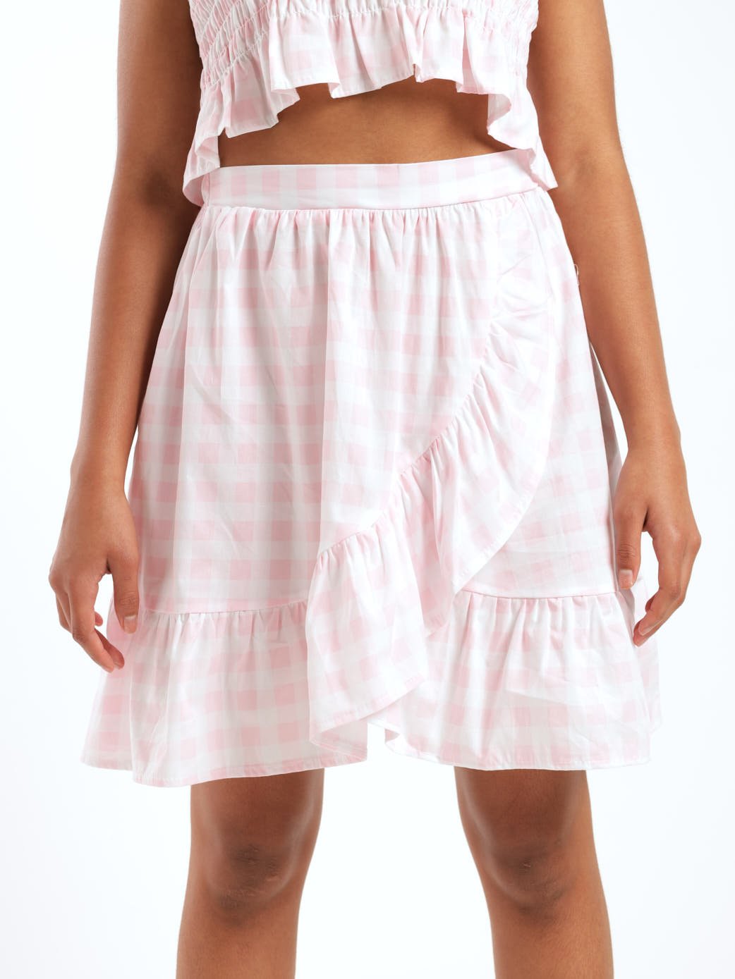 Girls Check Wrap Skirt - Pink – Edgars