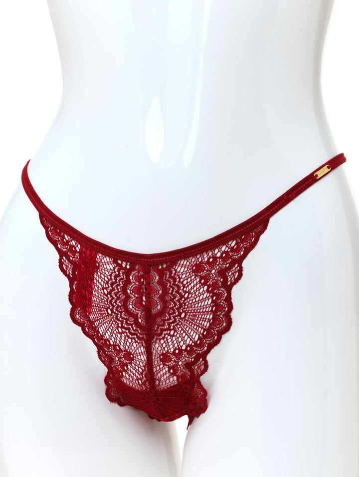 Ladies Single Lace T-String - Berry