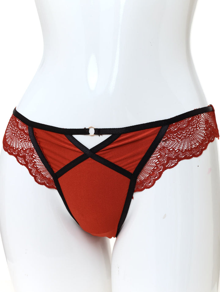 Ladies Keyhole & Binding Brazilian Panty - Rust