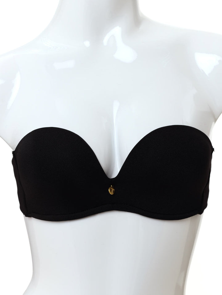 Ladies Magic Push-Up Plain Strapless Bra - Black