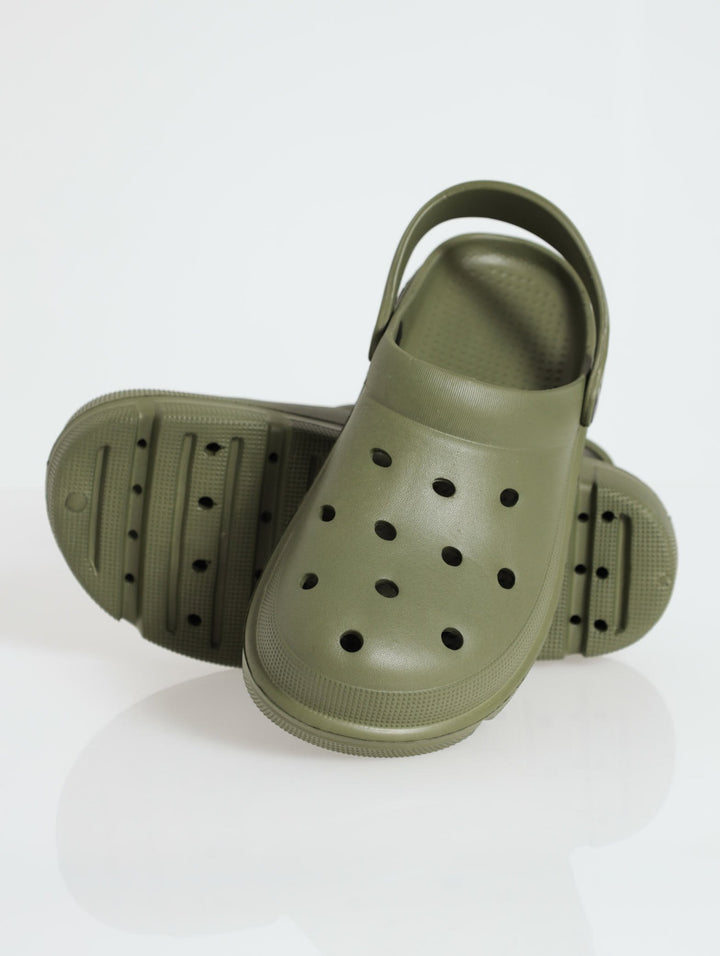 Chunky Moulded Clog - Olive