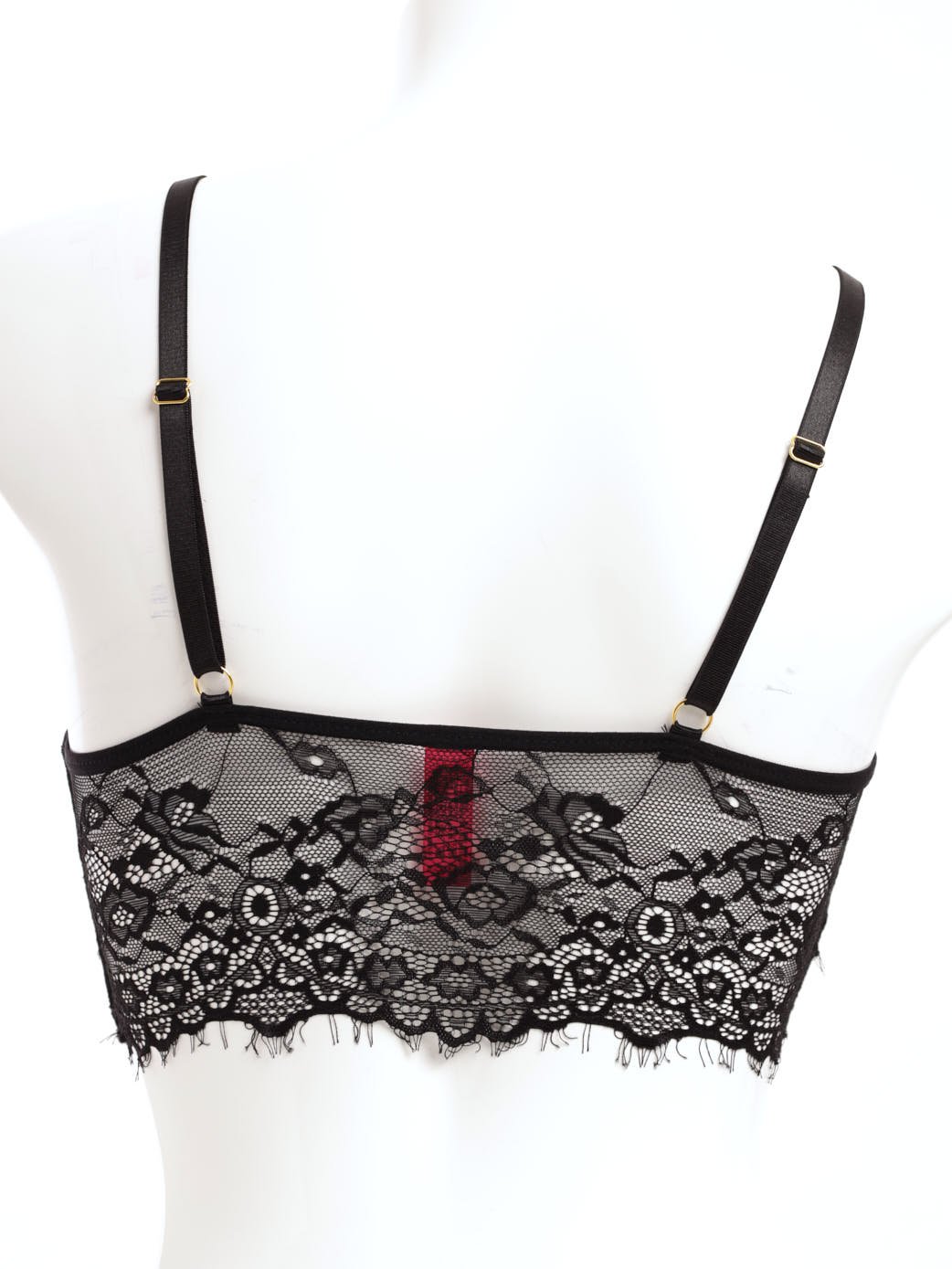 Ladies Eyelash Lace Bralette Bra With Trim - Black