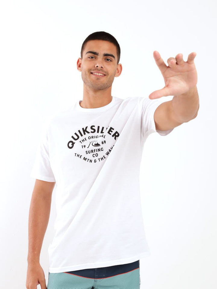 Men's Short Sleeve Script Talk Front Tee - White