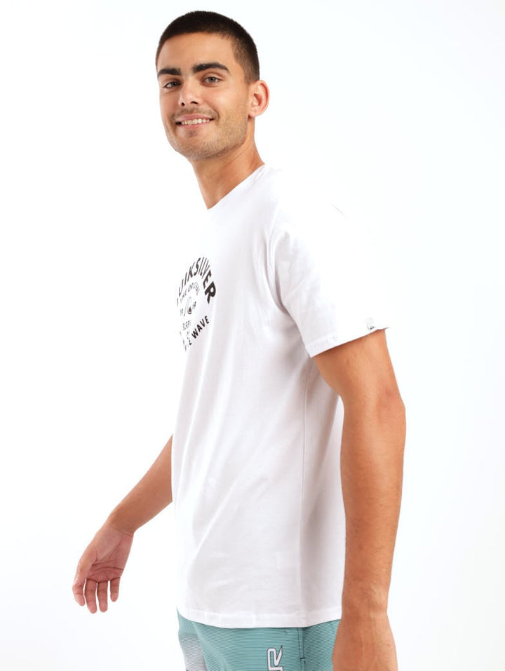 Men's Short Sleeve Script Talk Front Tee - White