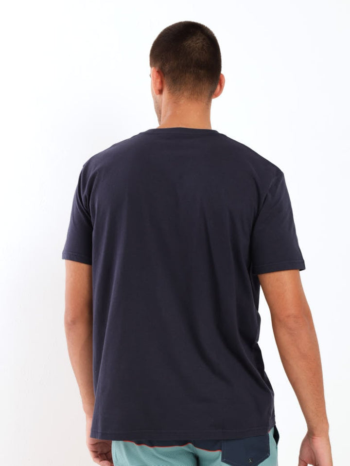 Men's Short Sleeve Striped Flow Top - Navy