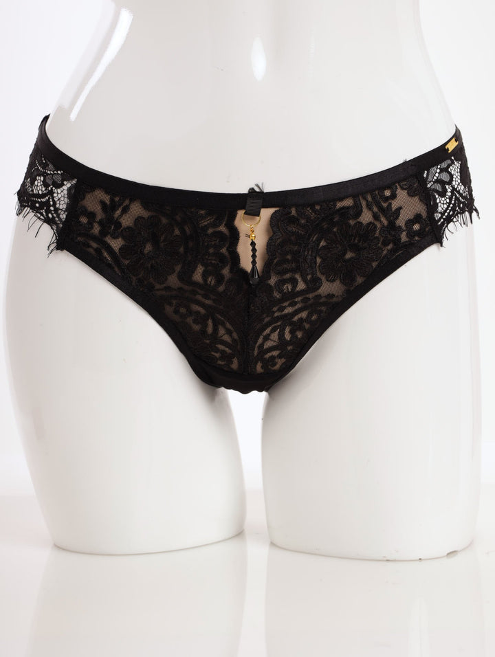 ladies Special Embroidery & Eyelash Lace Brazilian Panty - Two-tone