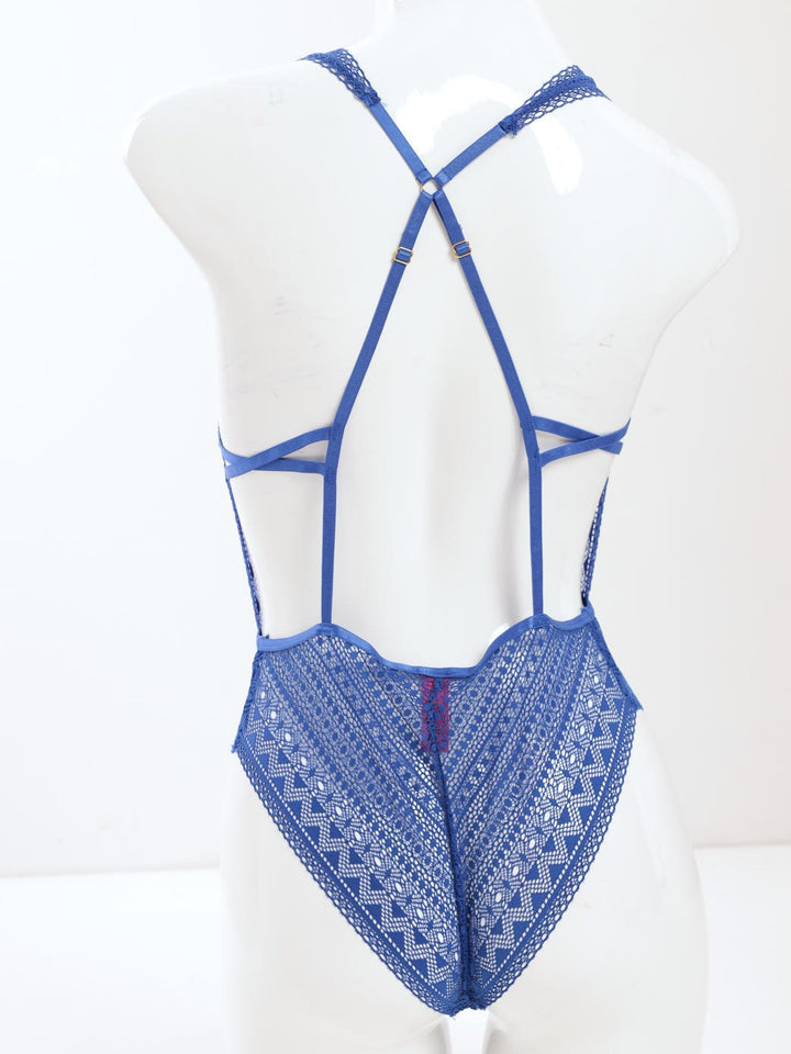 Ladies Single Non-Padded Thong Bodysuit - Cobalt