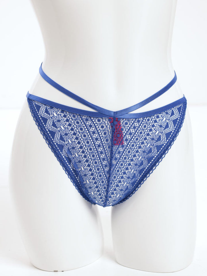 Ladies Brazilian Panty With Keyhole Ring - Cobalt