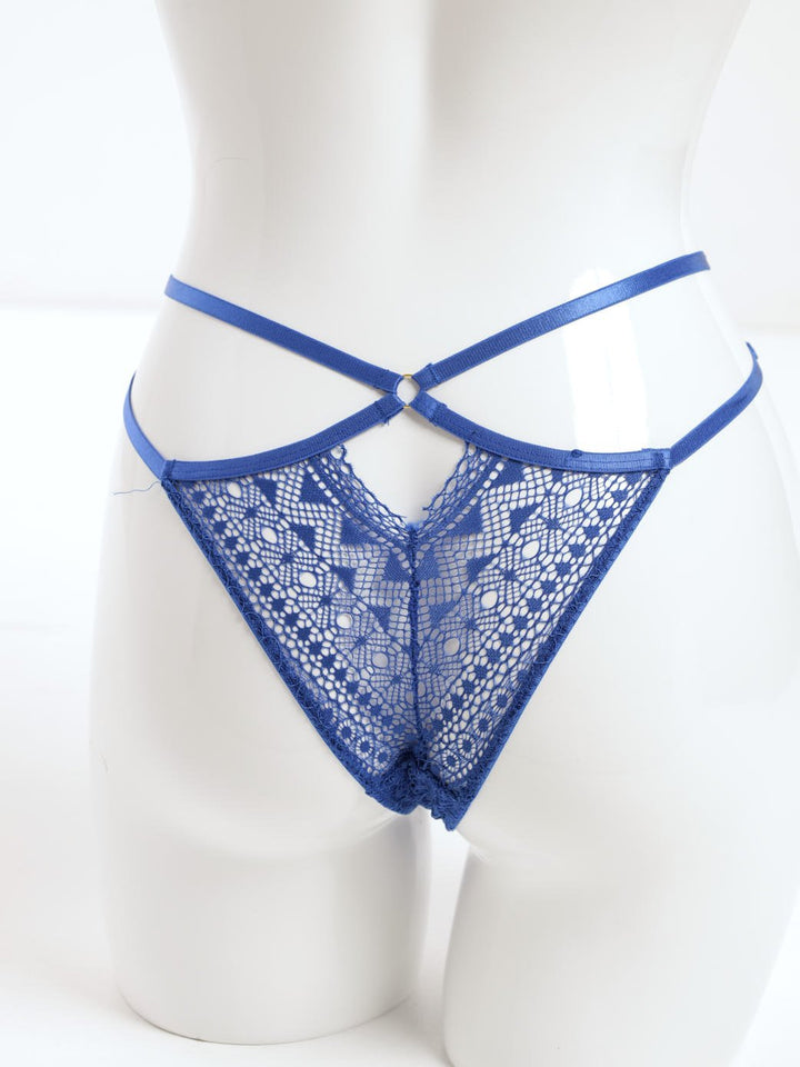 Ladies Brazilian Panty With Keyhole Ring - Cobalt