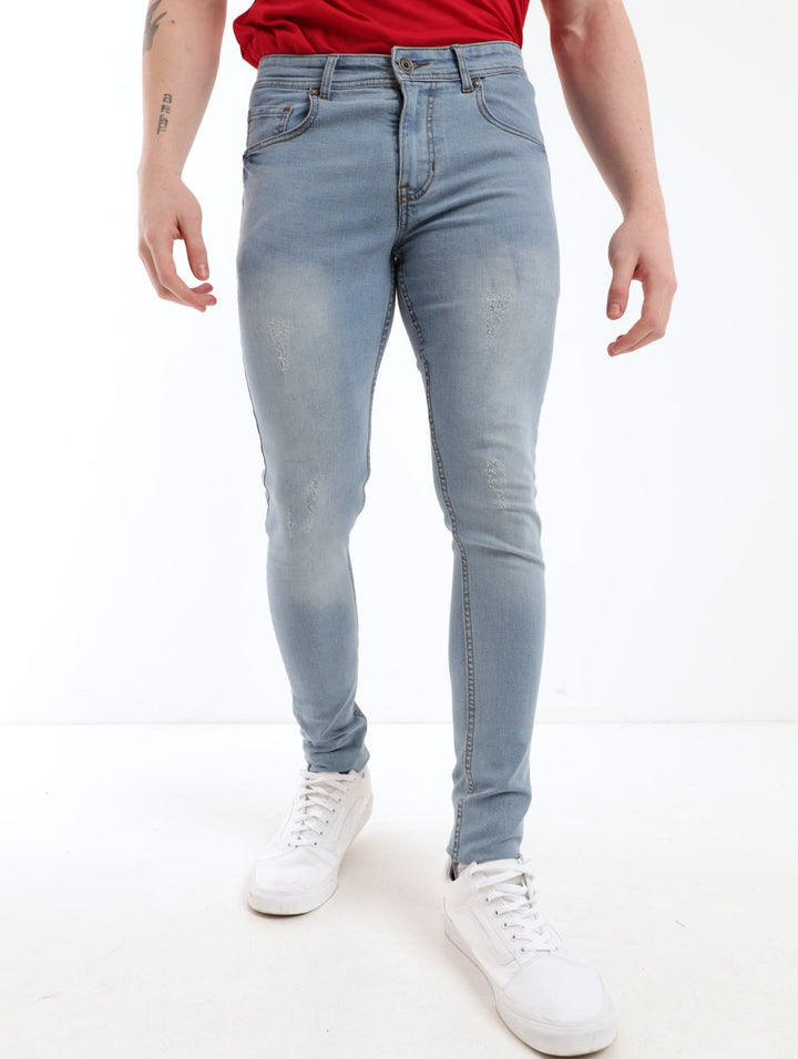 Ripped Super Skinny Denim Jean - Light Wash