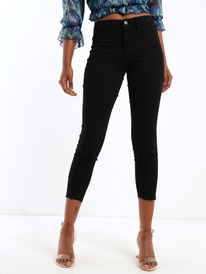 Ladies Black Ankle Grazer Skinny Denim Jean