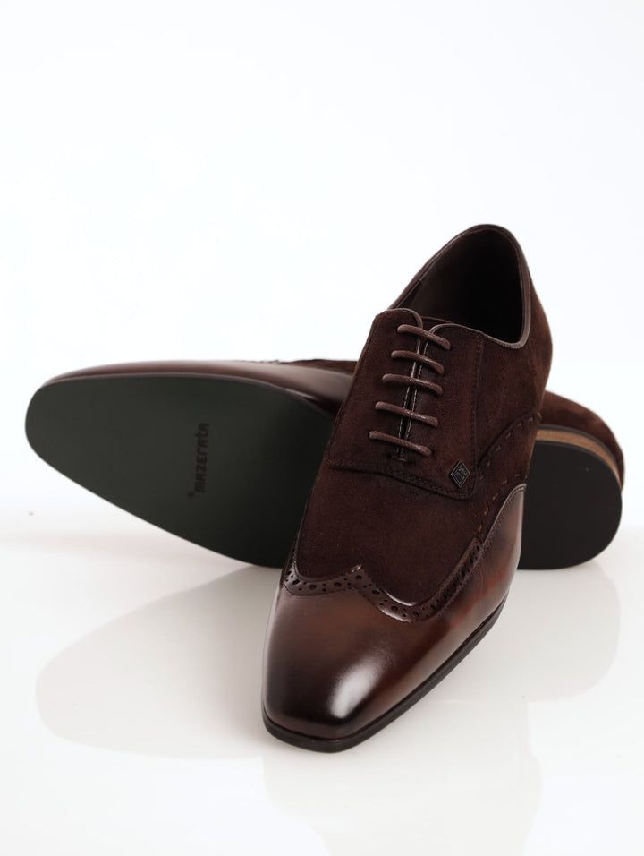 Men's Two-Tone Wing Brogue Shoe - Chocolate