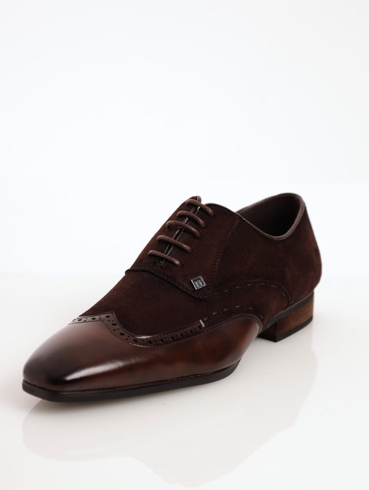 Men's Two-Tone Wing Brogue Shoe - Chocolate