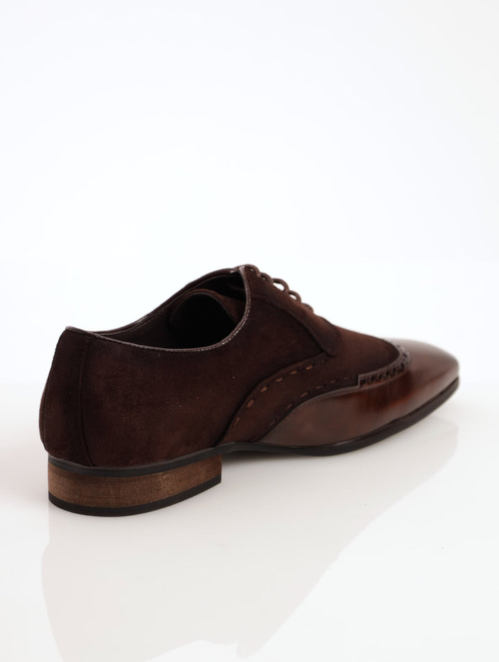 Men's Two-Tone Wing Brogue Shoe - Chocolate