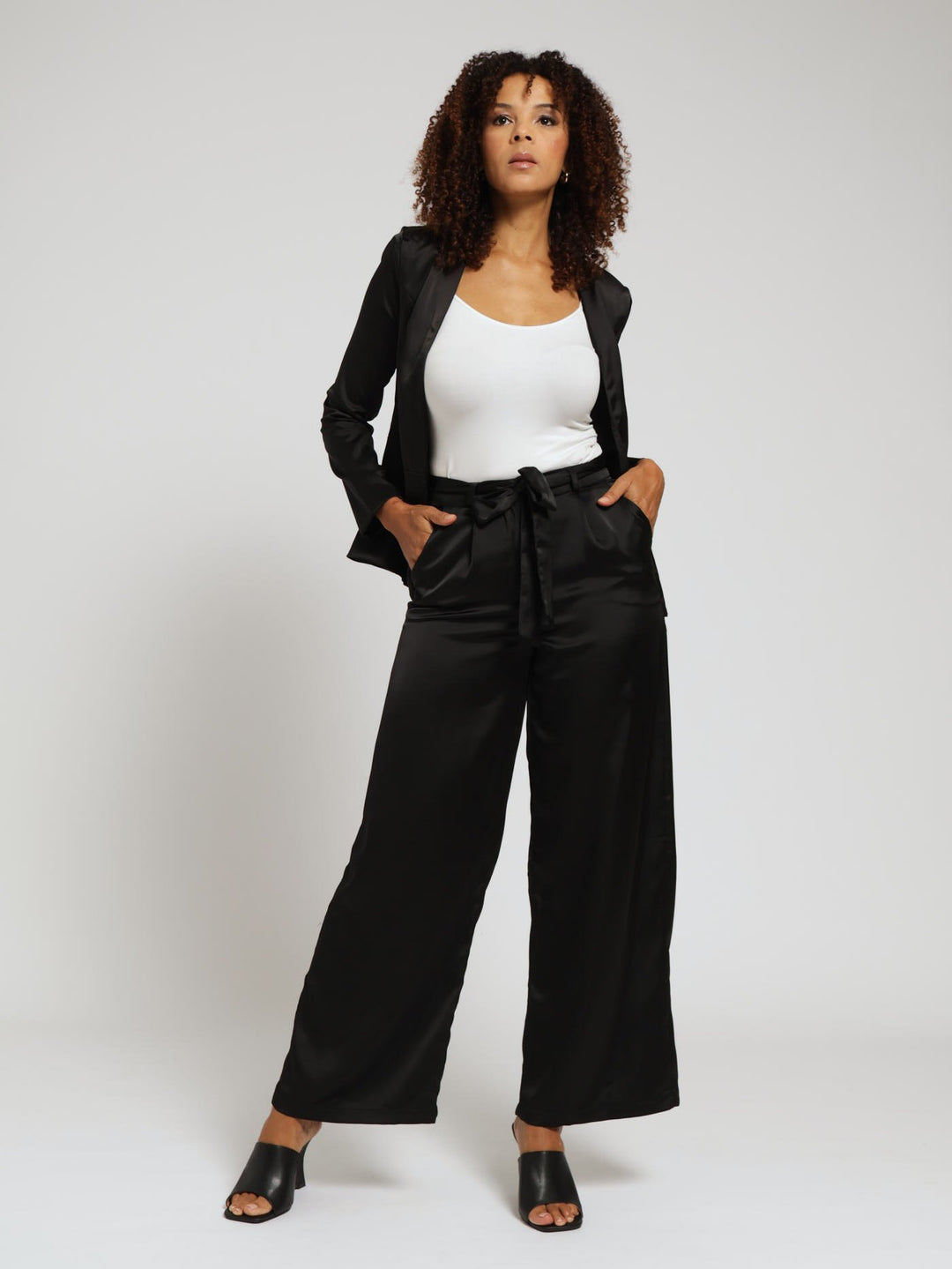 Wideleg Culotte With Belt - Black