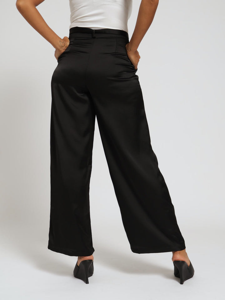 Wideleg Culotte With Belt - Black