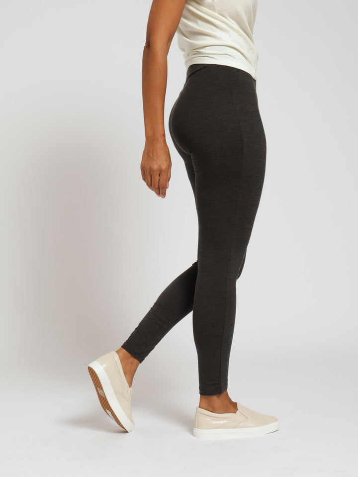 Basic Legging With Wide Waistband - Charcoal Melange