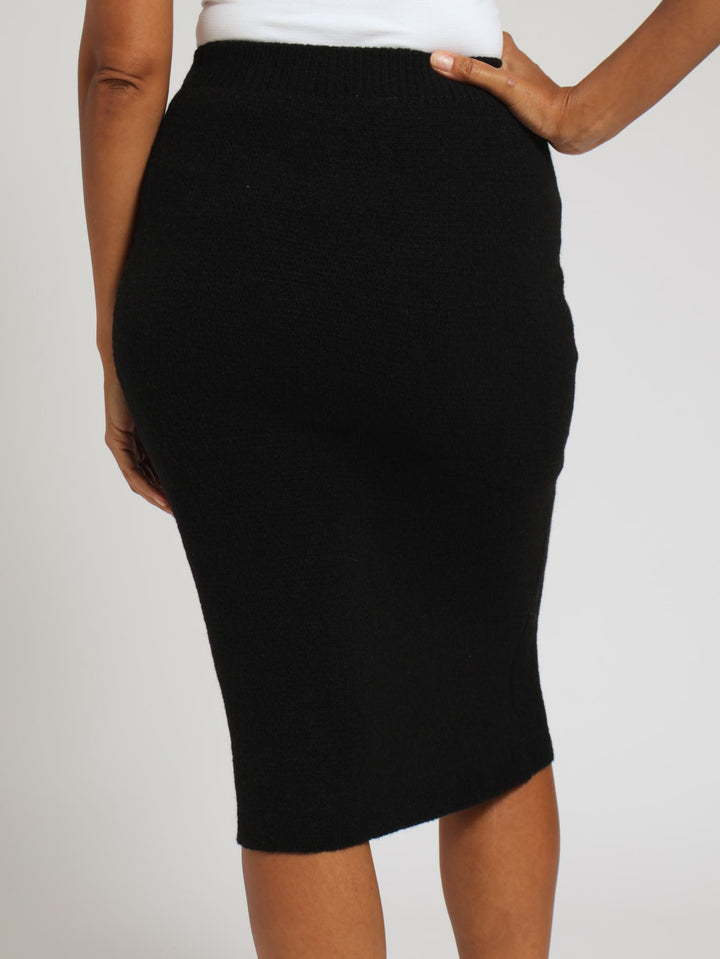 Knitwear Pencil Skirt - Black