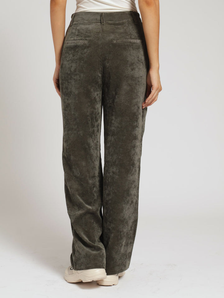 Wideleg Corduroy Pants - Grey