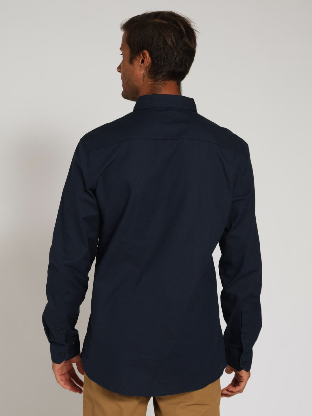 Long Sleeve Plain Oxford - Navy