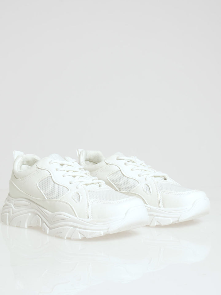 Chunky Mono Lace Up Sneaker - Off White