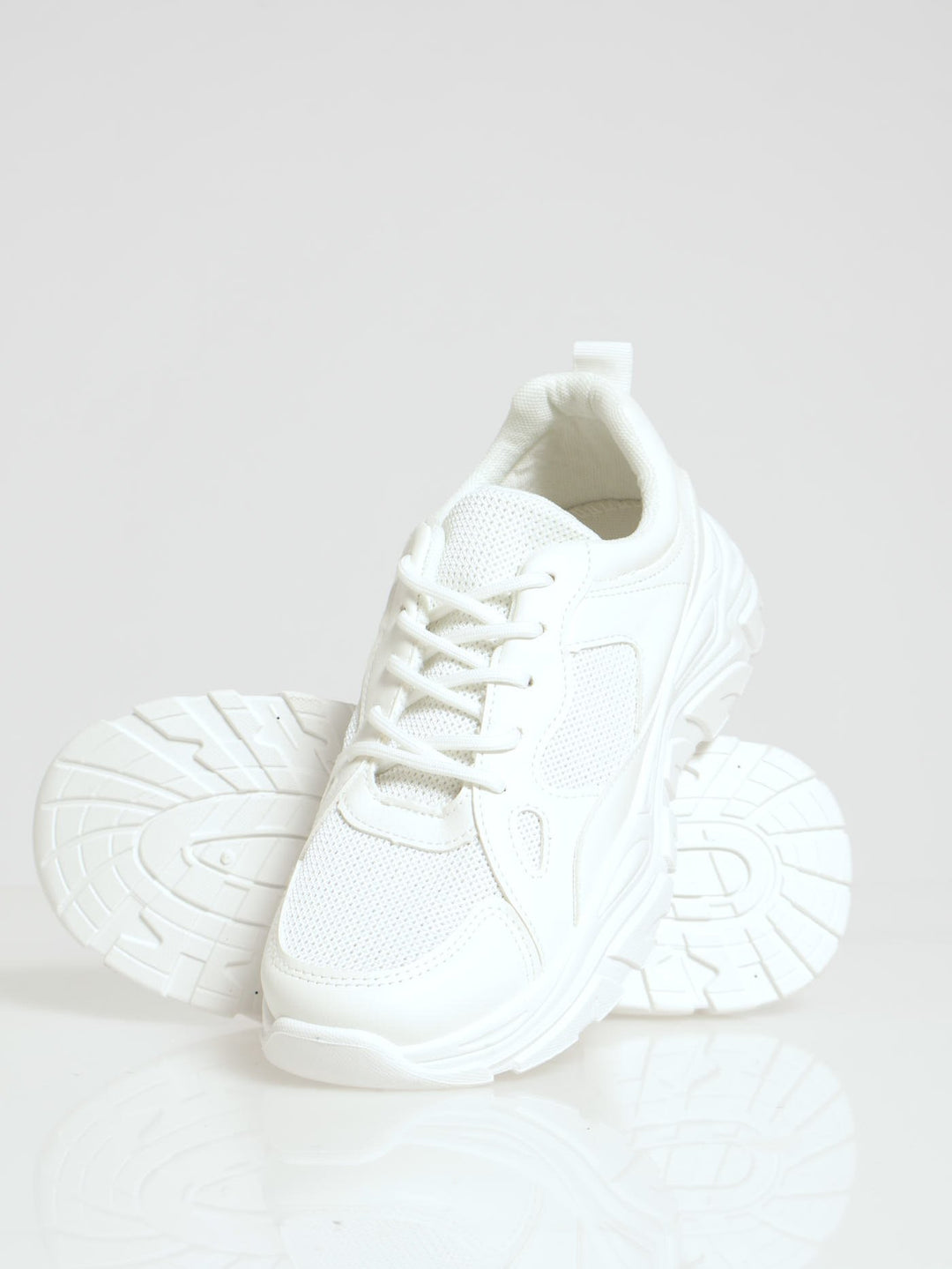 Chunky Mono Lace Up Sneaker - Off White