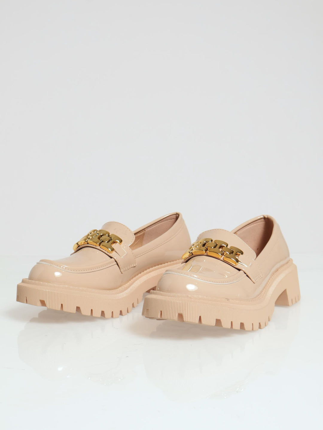 Chunky Metal Trim Loafer - Nude