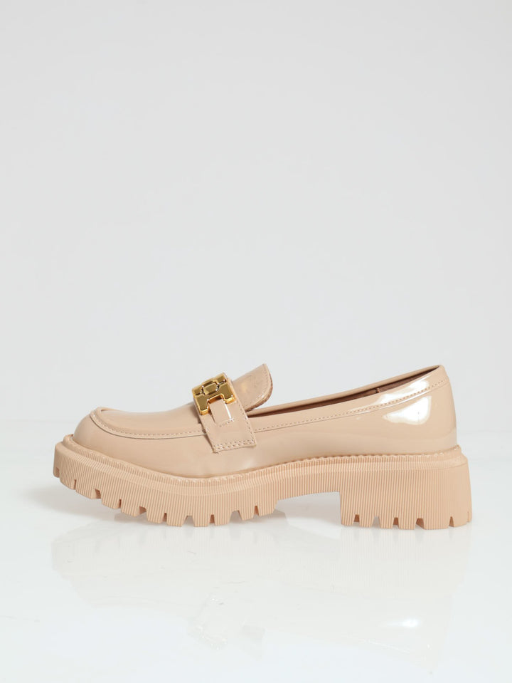 Chunky Metal Trim Loafer - Nude