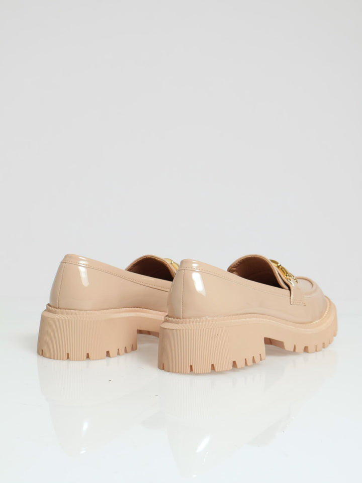 Chunky Metal Trim Loafer - Nude