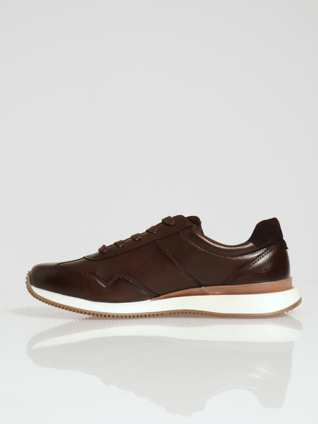 Ezra Mono Upper Lace Up Sneaker - Brown/White