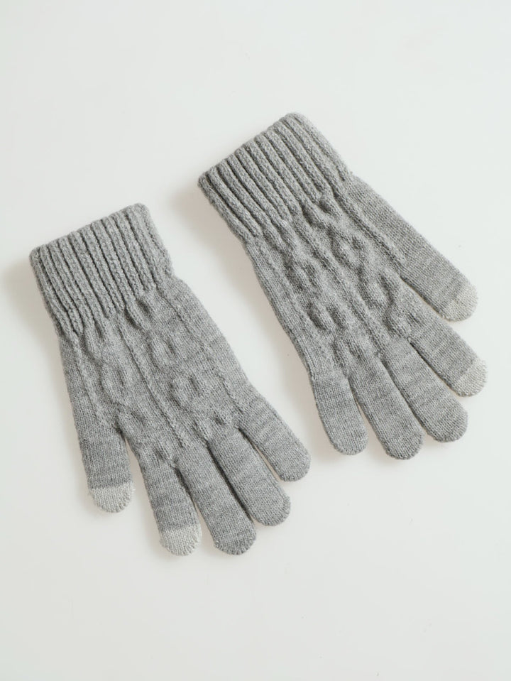 Knitted Gloves - Light Grey