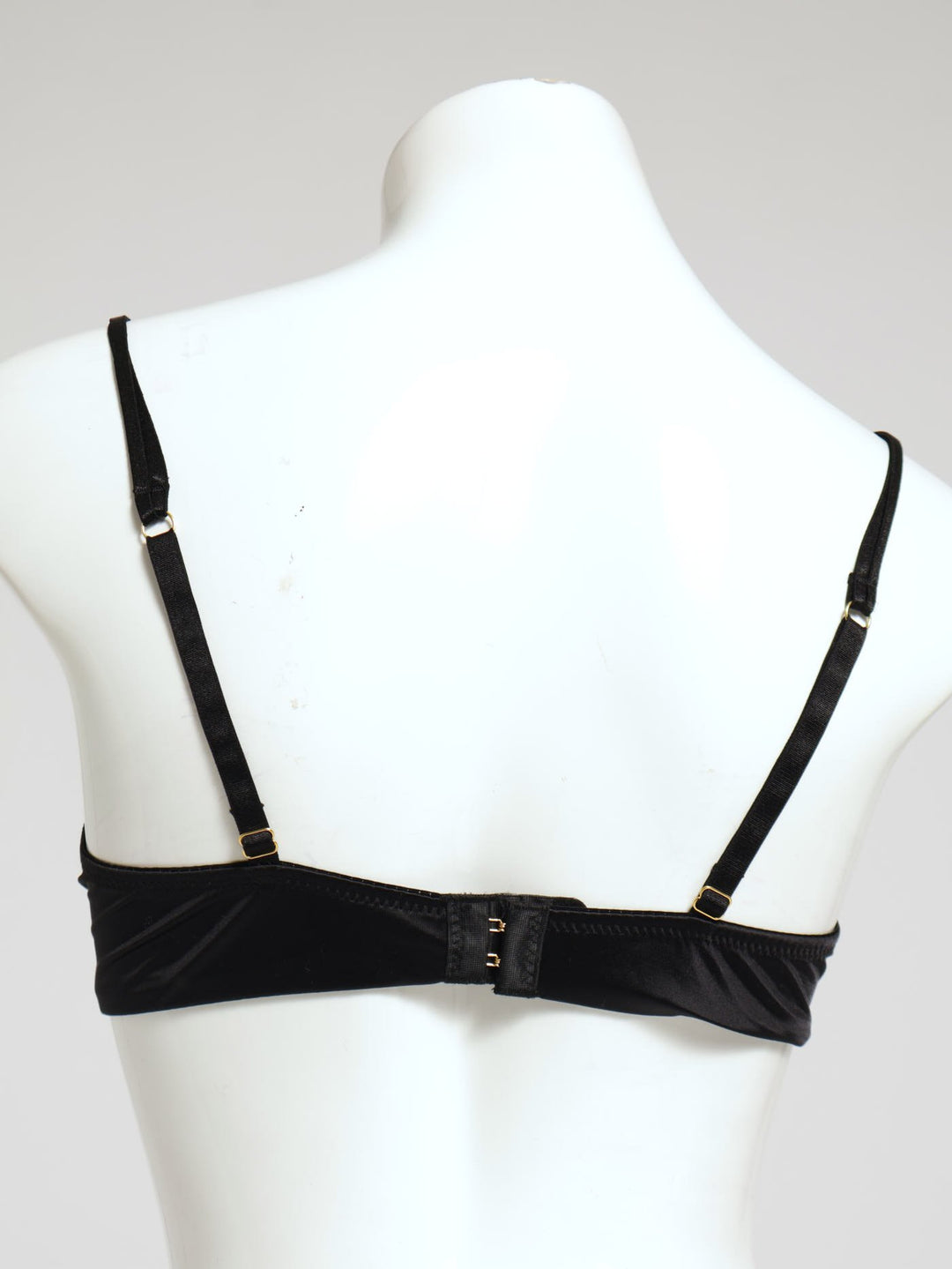 Double Strap Satin Demi Cup Bra - Black