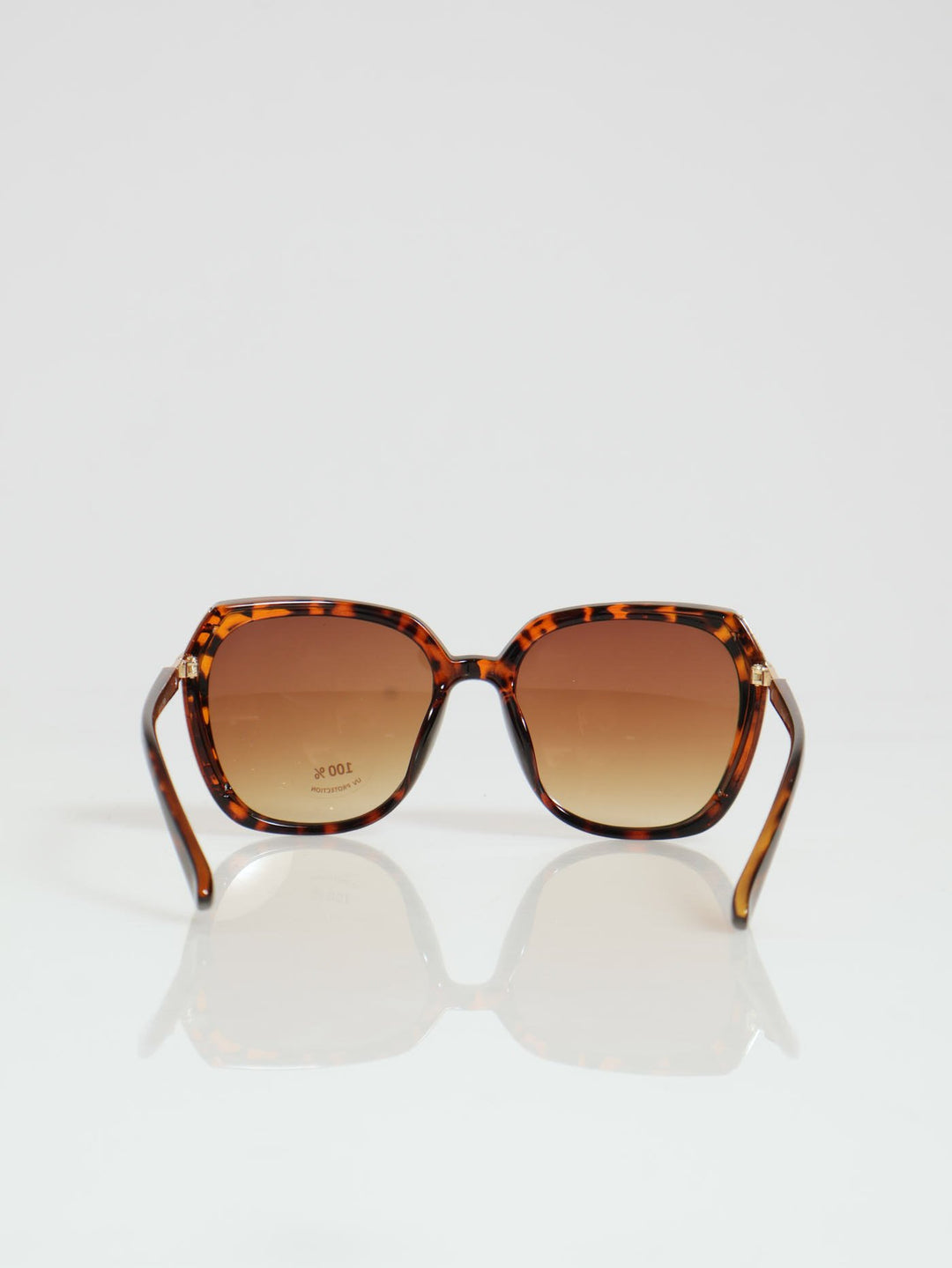 Shiny Sunglasses With Gold Metal - Tortoise