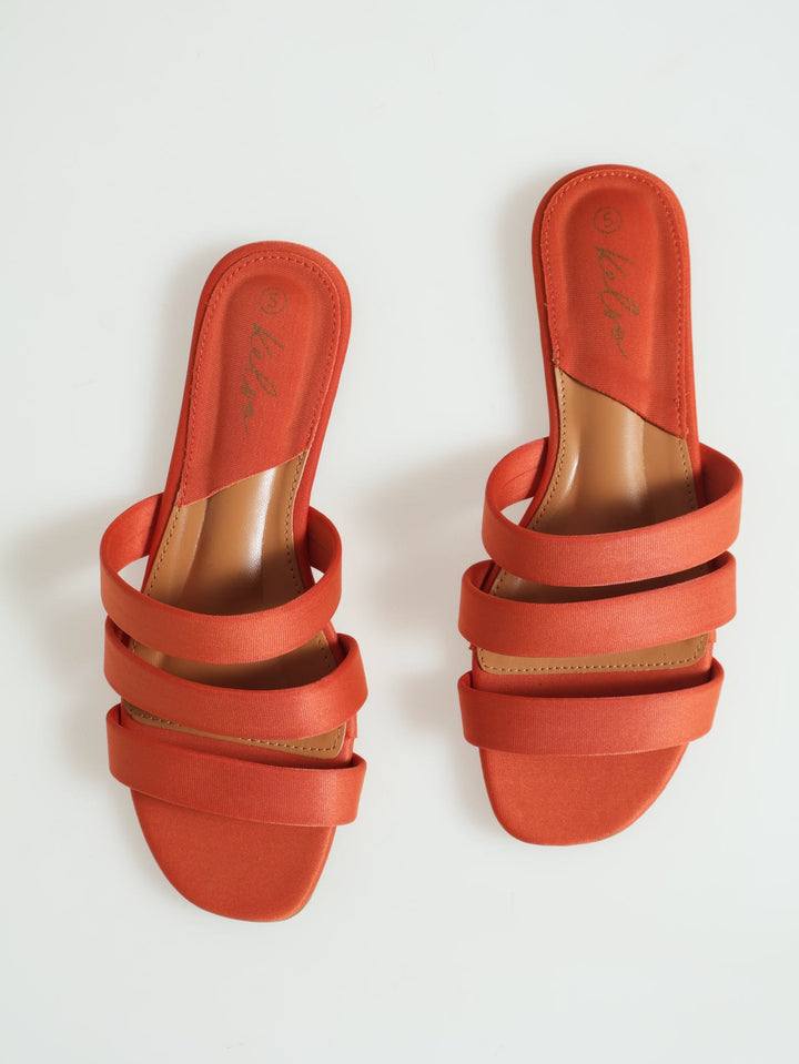 3 Strap Basic Mule Sandal - Rust