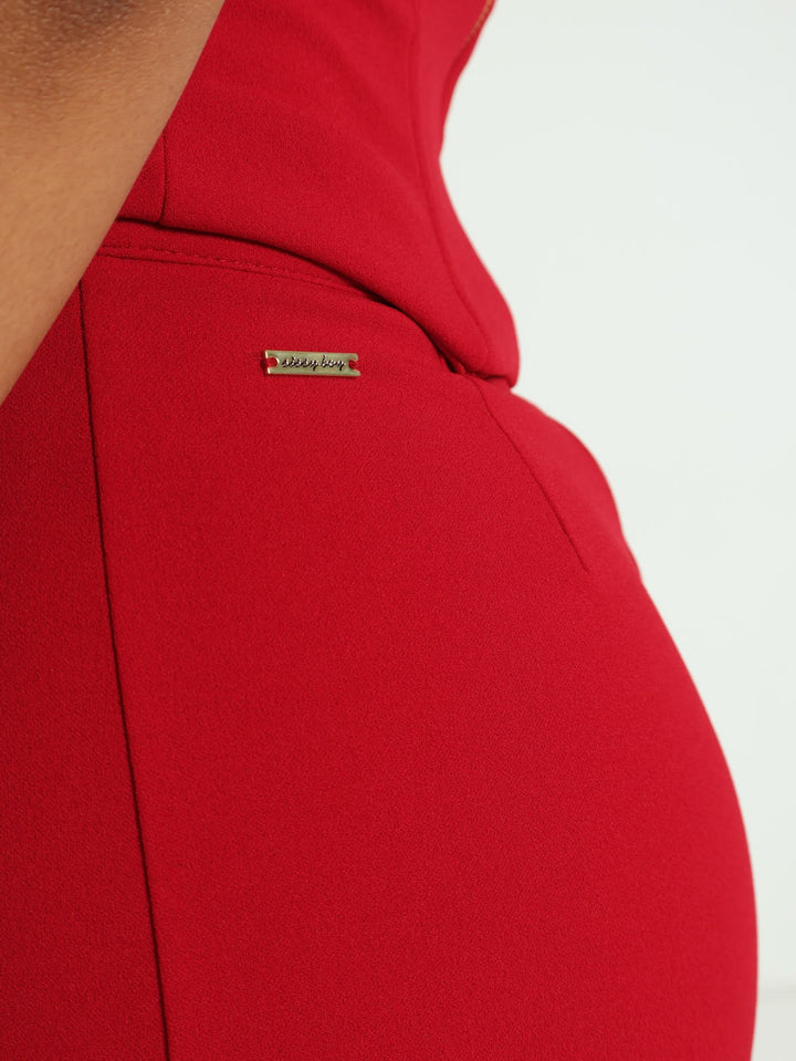 Paneled Bodycon Maxi Skirt - Red