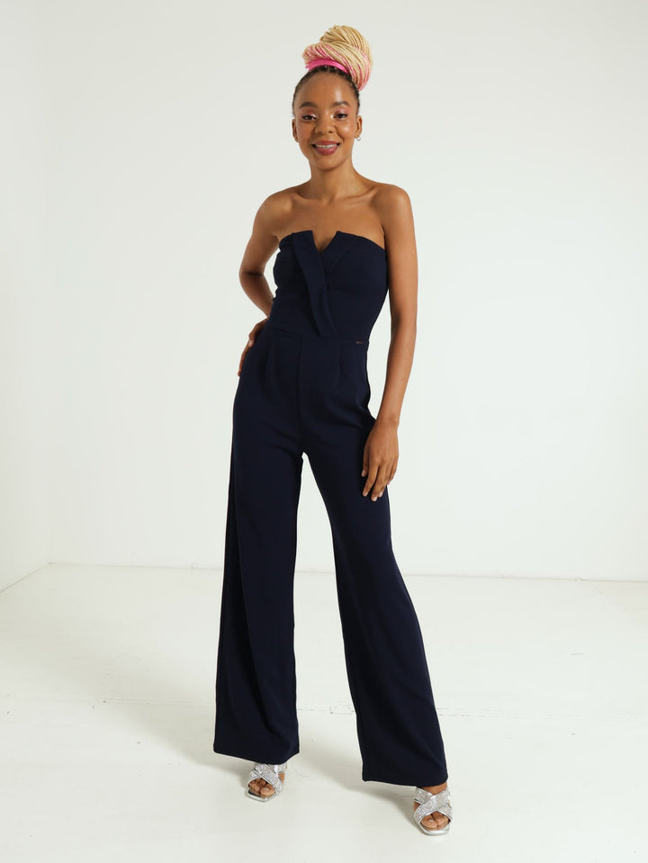 Jumpsuit With Wrap Bodice - Navy