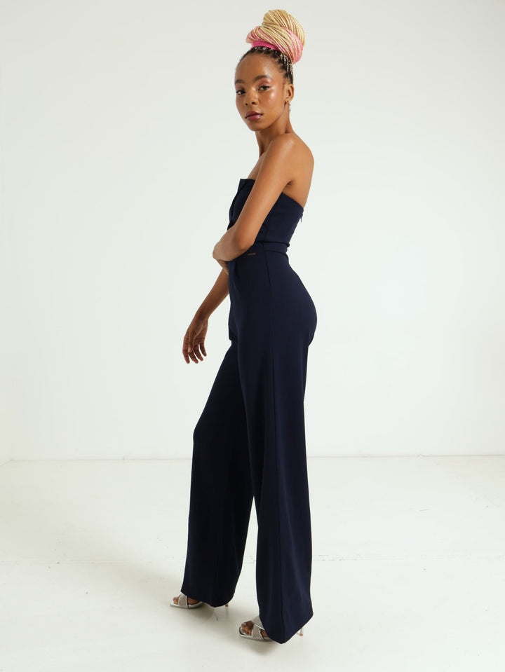 Jumpsuit With Wrap Bodice - Navy