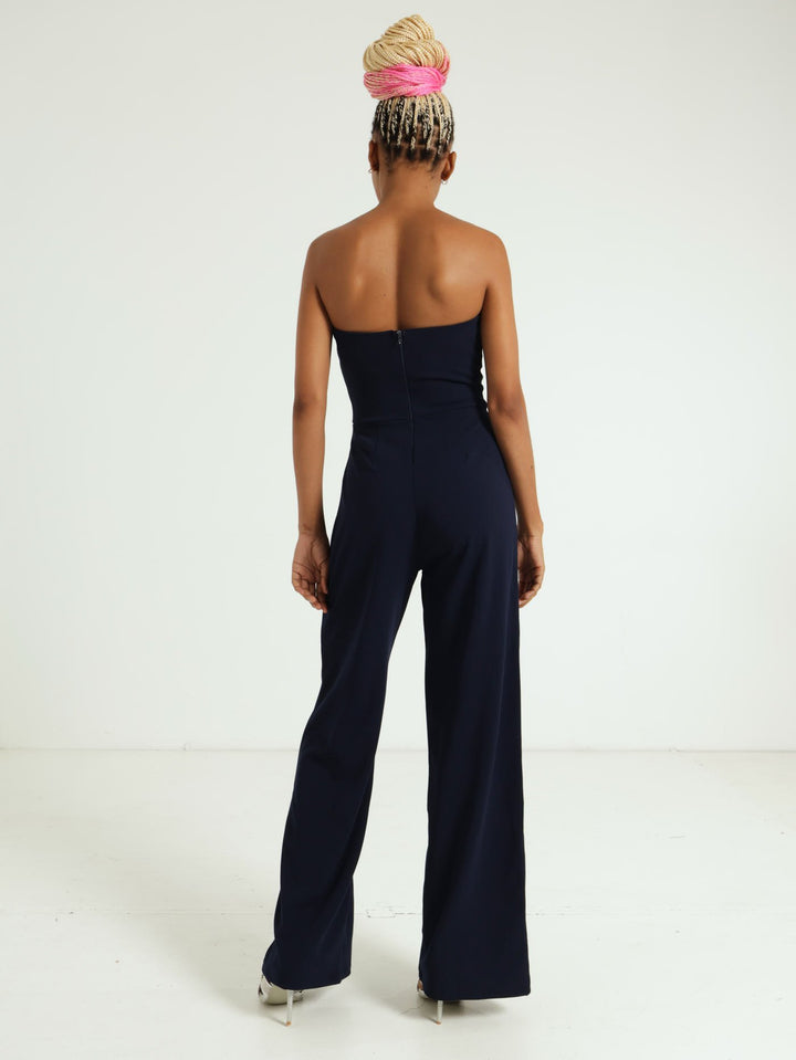 Jumpsuit With Wrap Bodice - Navy