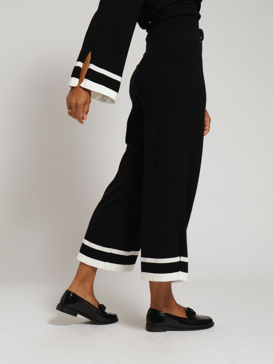 Knitwear Wideleg Pants - Black