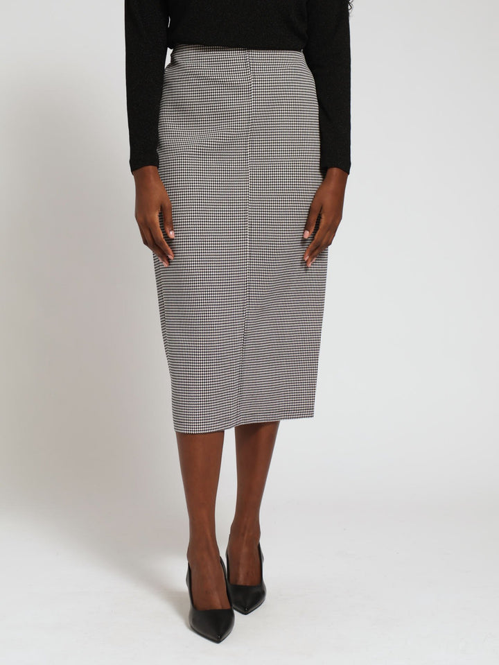 Houndstooth Pencil Skirt - Black/White